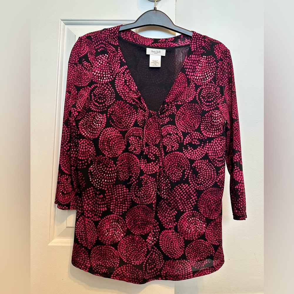 Kate Hill Women’s Medium Petite 3/4 Sleeve Printed Blouse